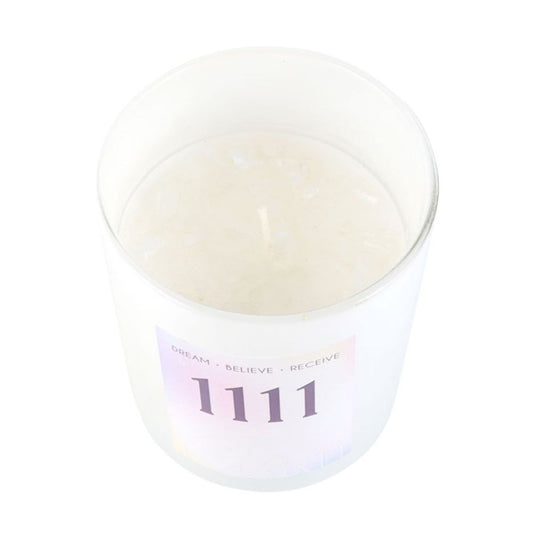 1111 Angel Number Crystal Chip Candle