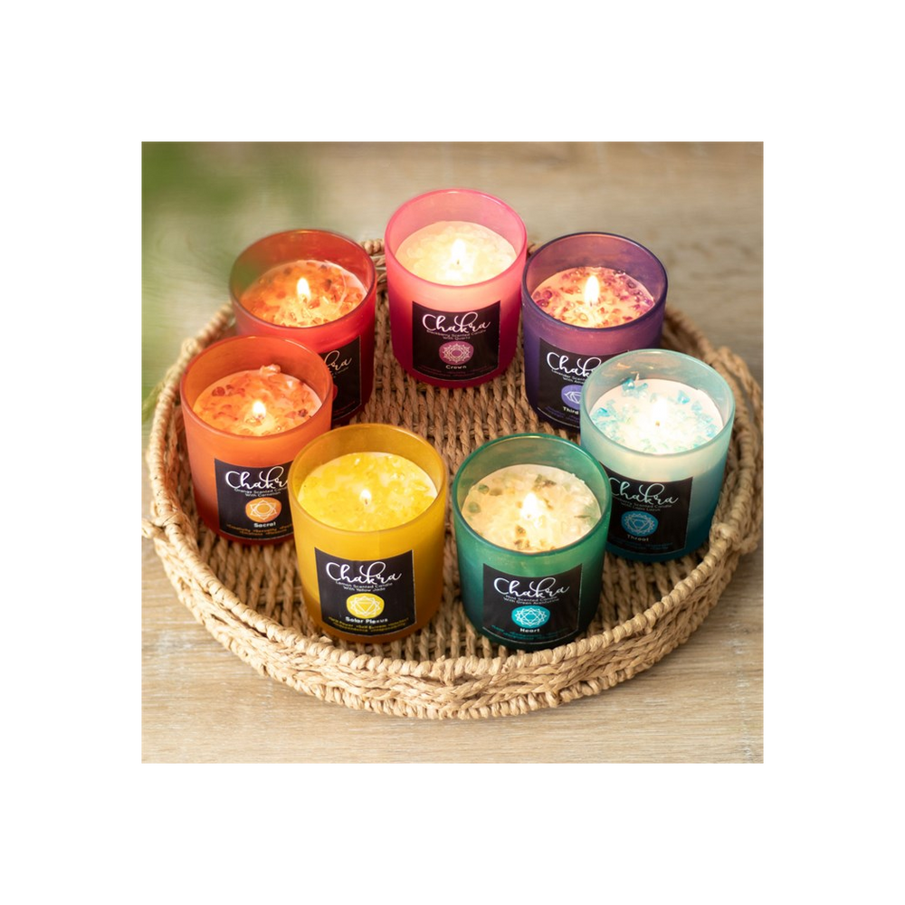 Crown Chakra Blackberry Crystal Chip Candle